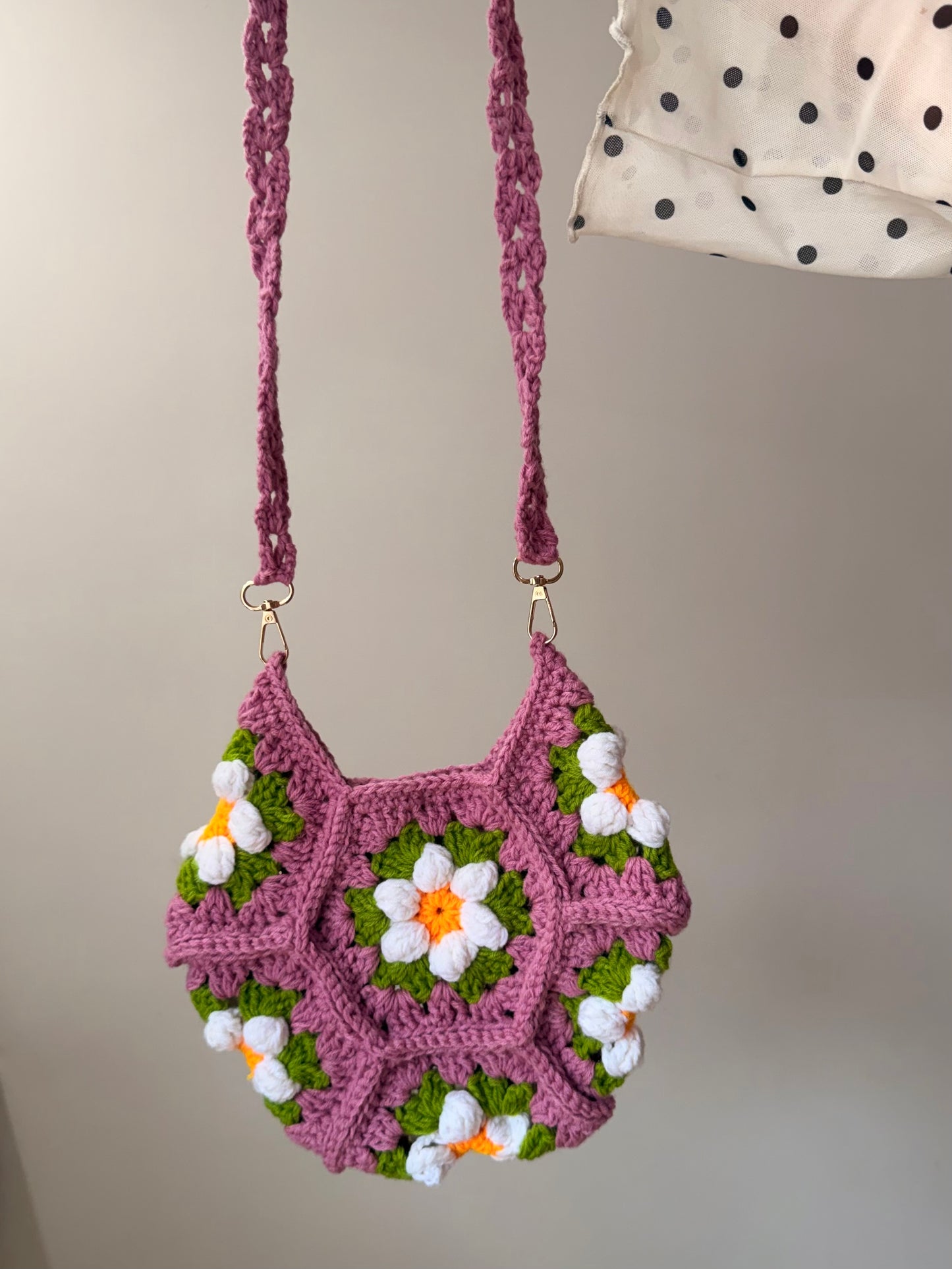 Blush Daisy Crochet Sling Bag 🌼