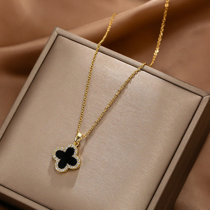 Reversible Clover Leaf Pendant Necklace