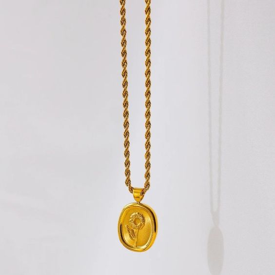 Gold Plated Sunflower Pendant Necklace
