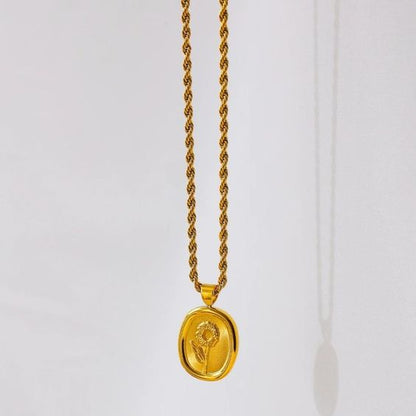 Gold Plated Sunflower Pendant Necklace