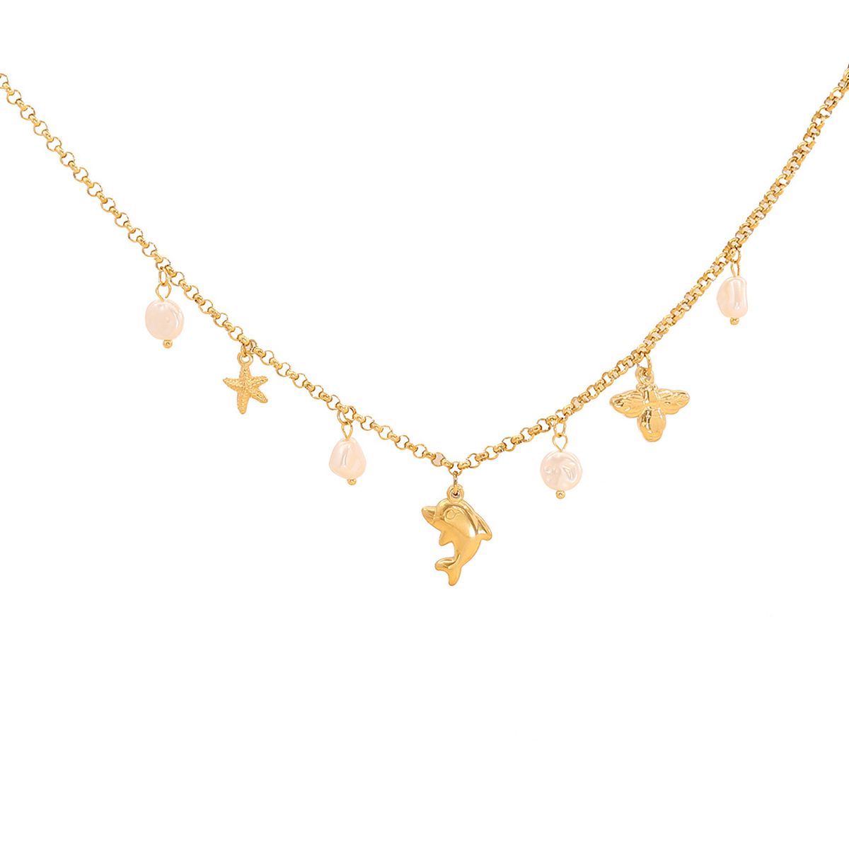 Star Dolphin Fish Charm Necklace