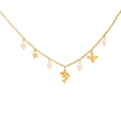 Star Dolphin Fish Charm Necklace