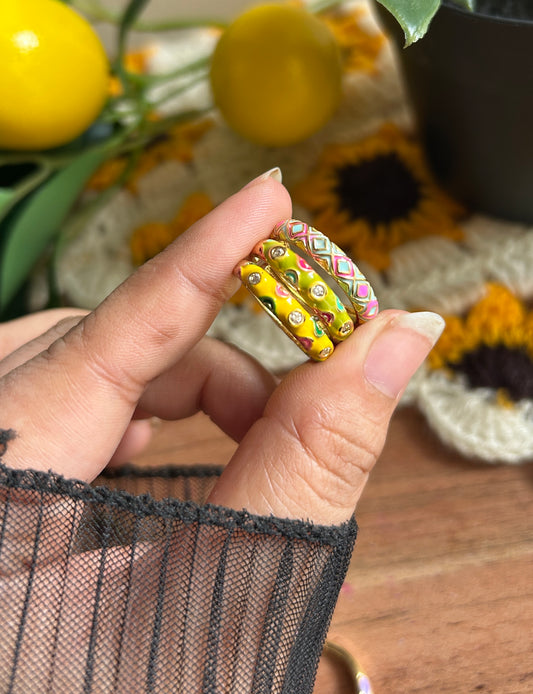 Dainty Enamel Adjustable Ring