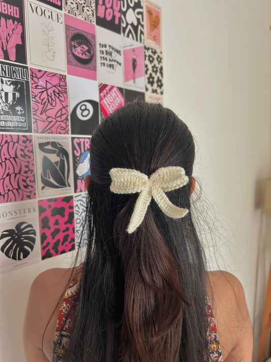 White Bow Hair Tie