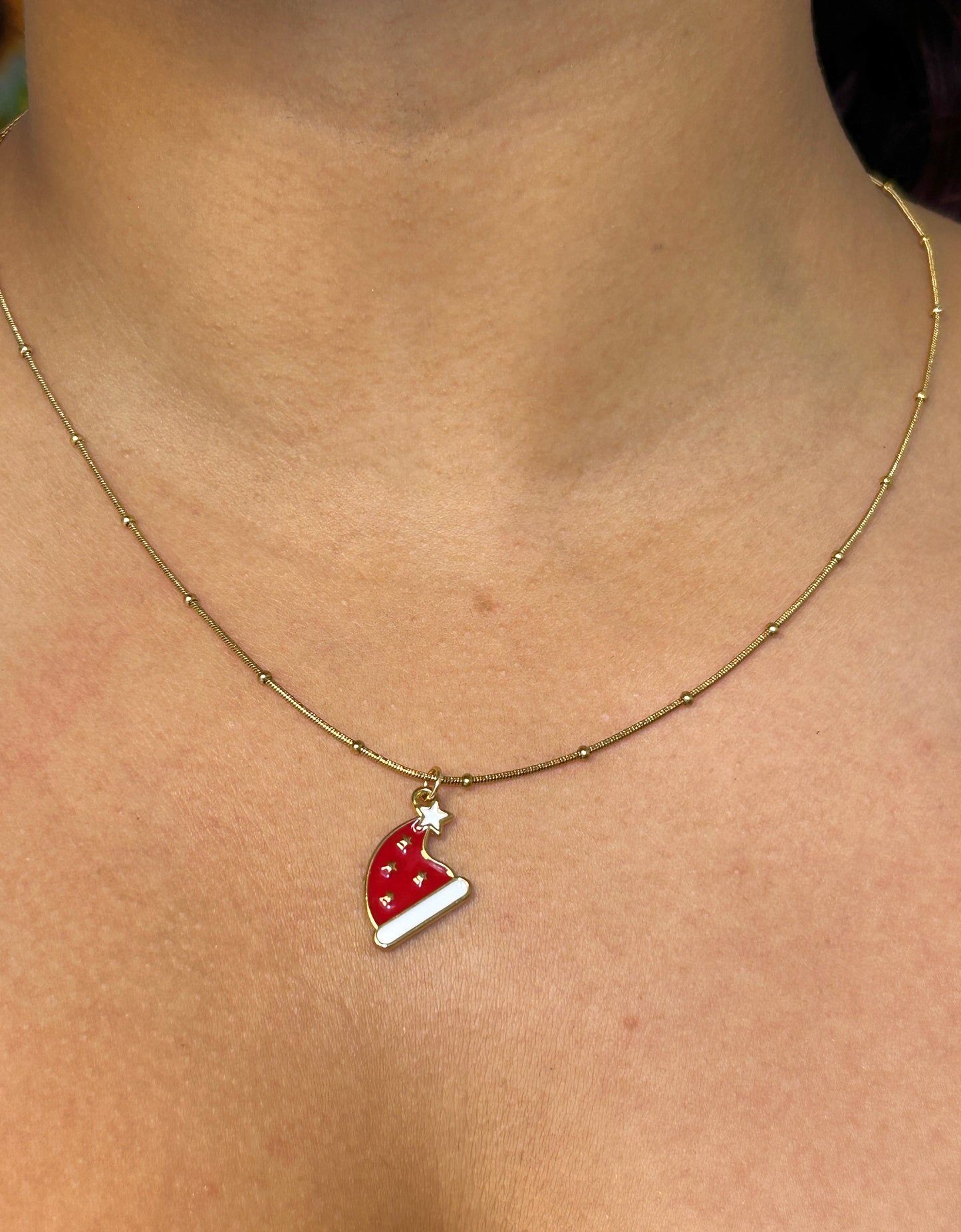 Starry Santa Cap Necklace