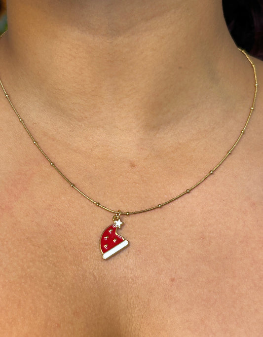 Starry Santa Cap Necklace