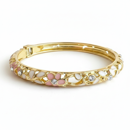 Pink& white flower vintage bangle (each bangle)