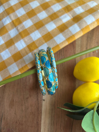 Blue Vintage Bangle Stack (Pack of 3)