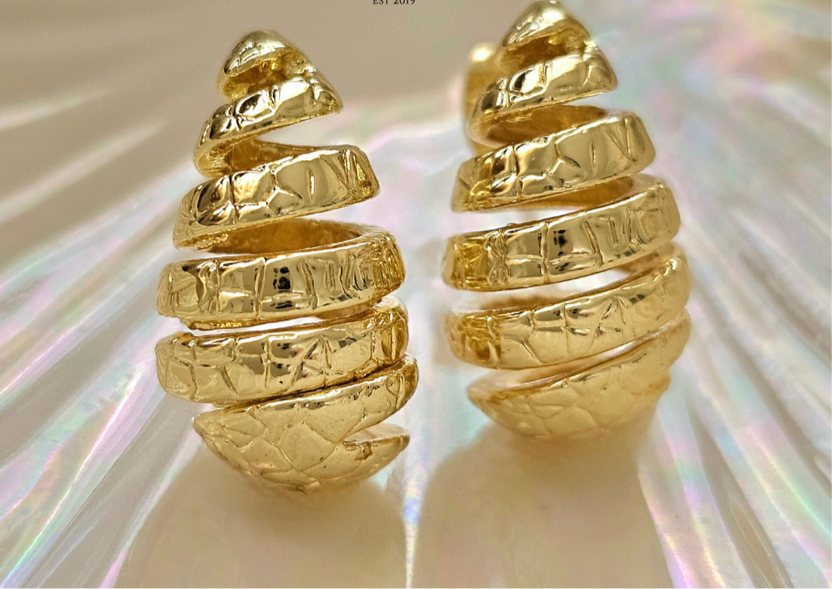 Textured Spiral Tear Drop Earring