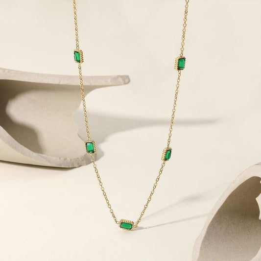 Emerald Stone Statement Necklace