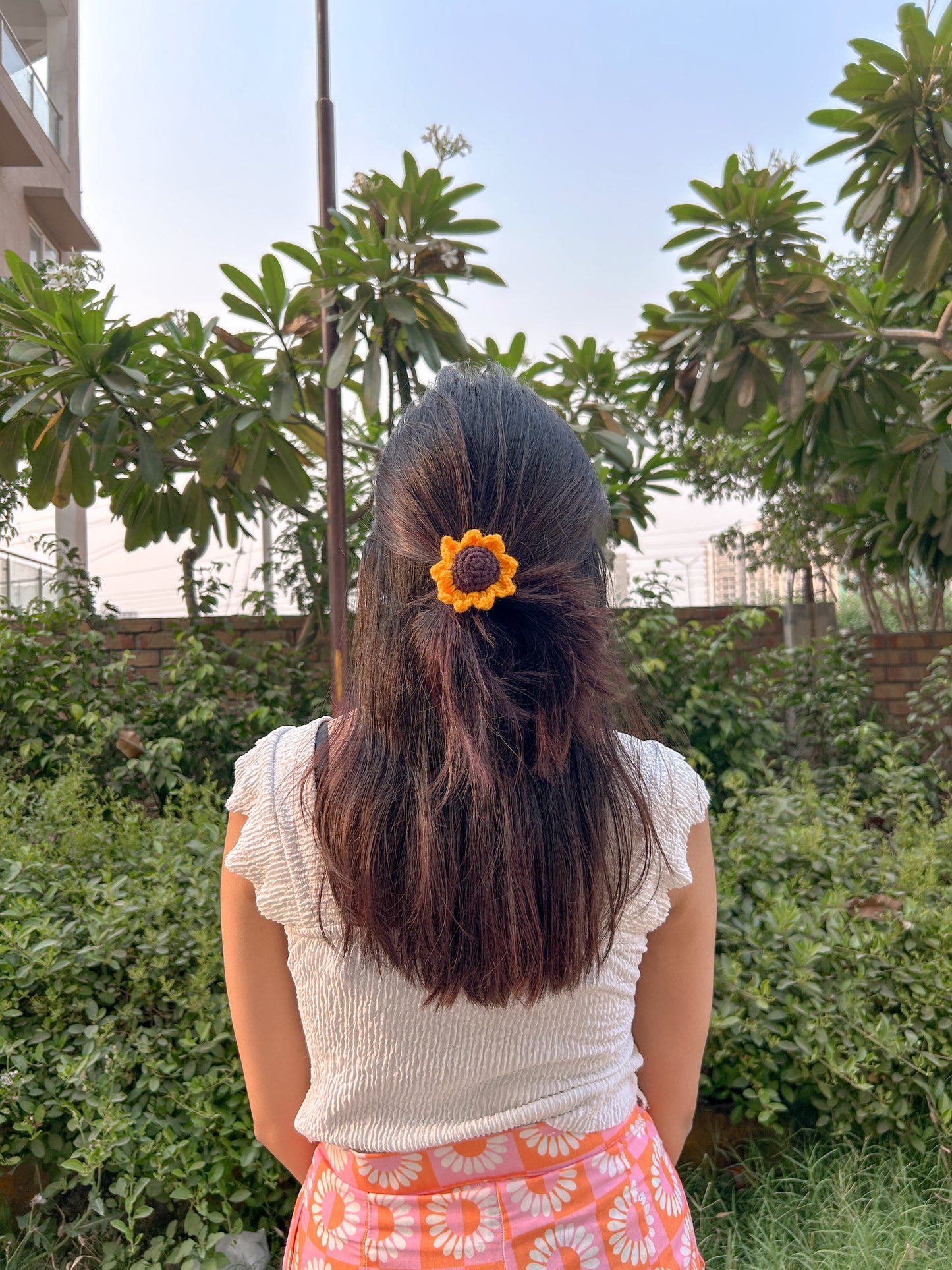 Crochet Sunflower Hair Tie