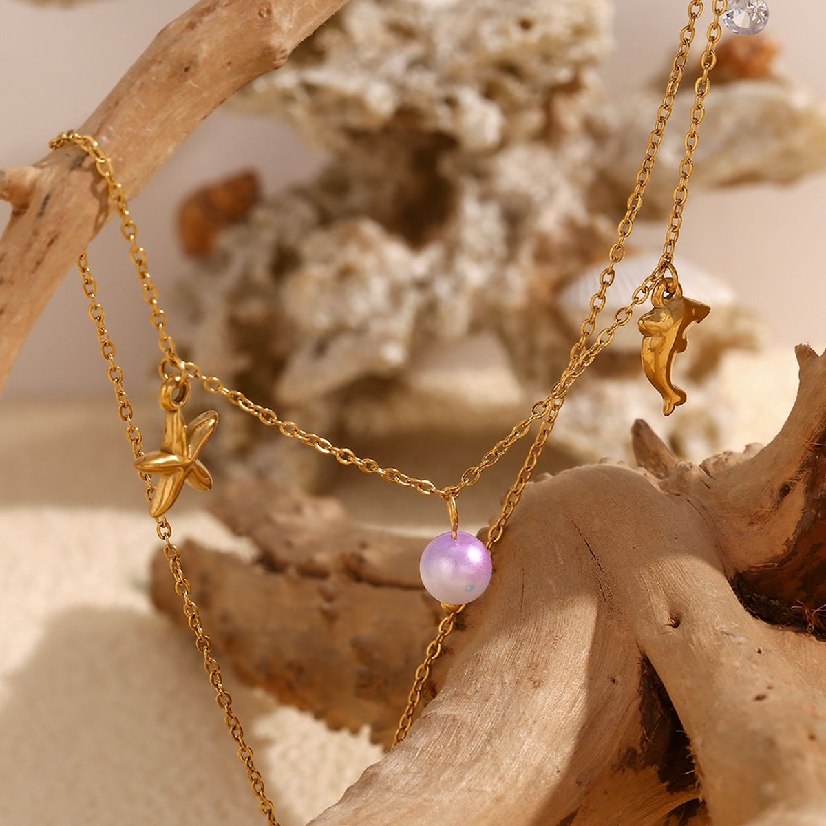 Star Dolphin Fish Charm Necklace