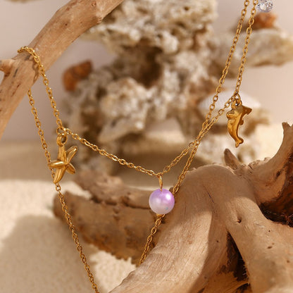 Star Dolphin Fish Charm Necklace