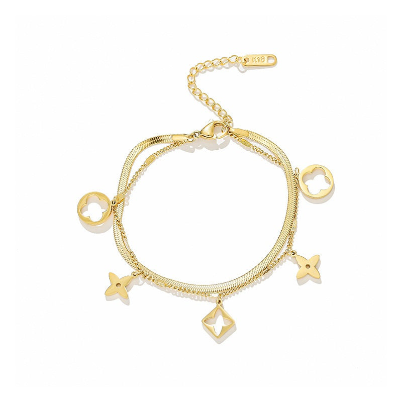 Gold Clover Charm Bracelet