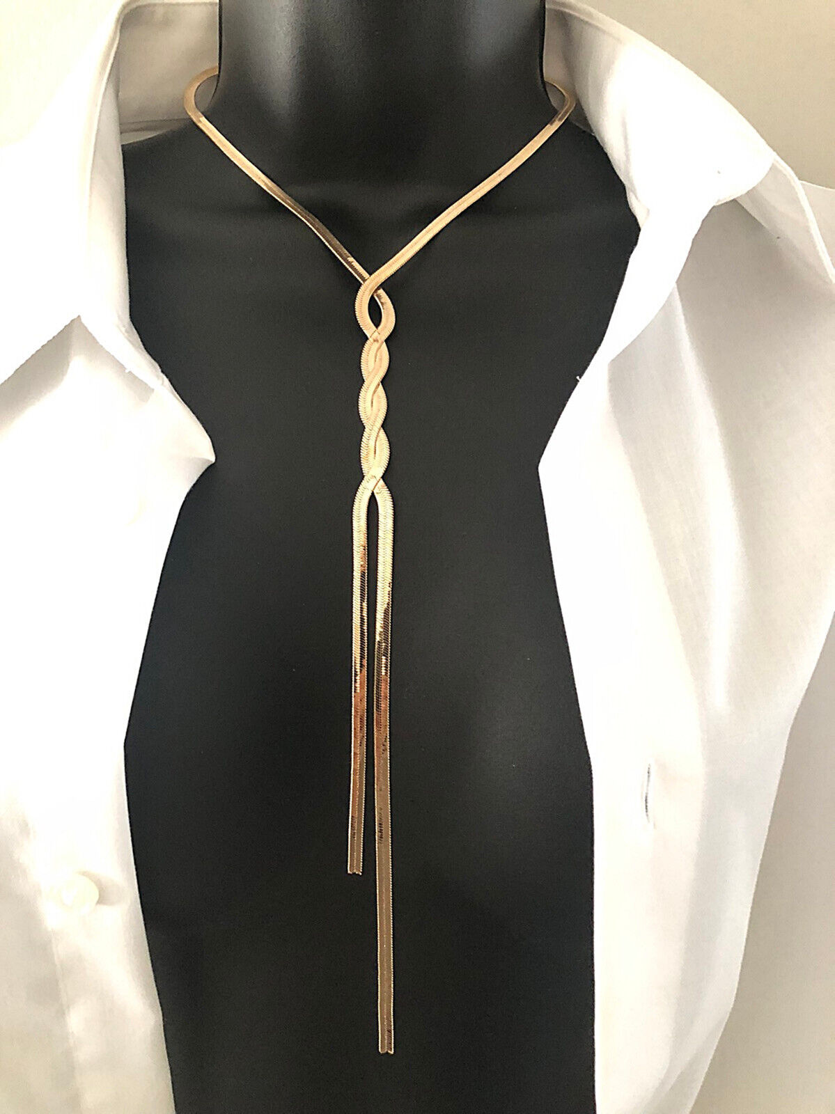 Braided flat chain statement necklace