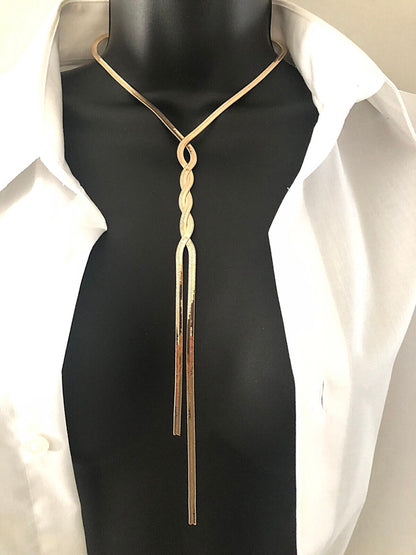 Braided flat chain statement necklace