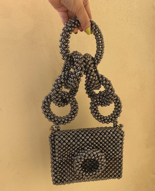 Euphoria silver beaded bag