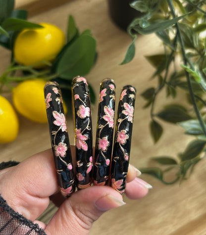 Black Floral Vintage Bangle (Each bangle)