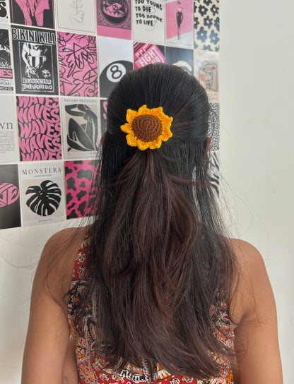 Crochet Sunflower Hair Tie