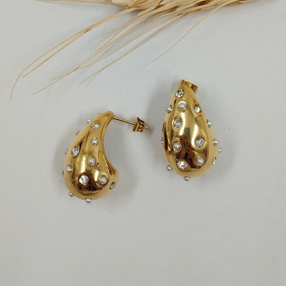 Karishma - Rhinestone Studded Tear Drop Earrings