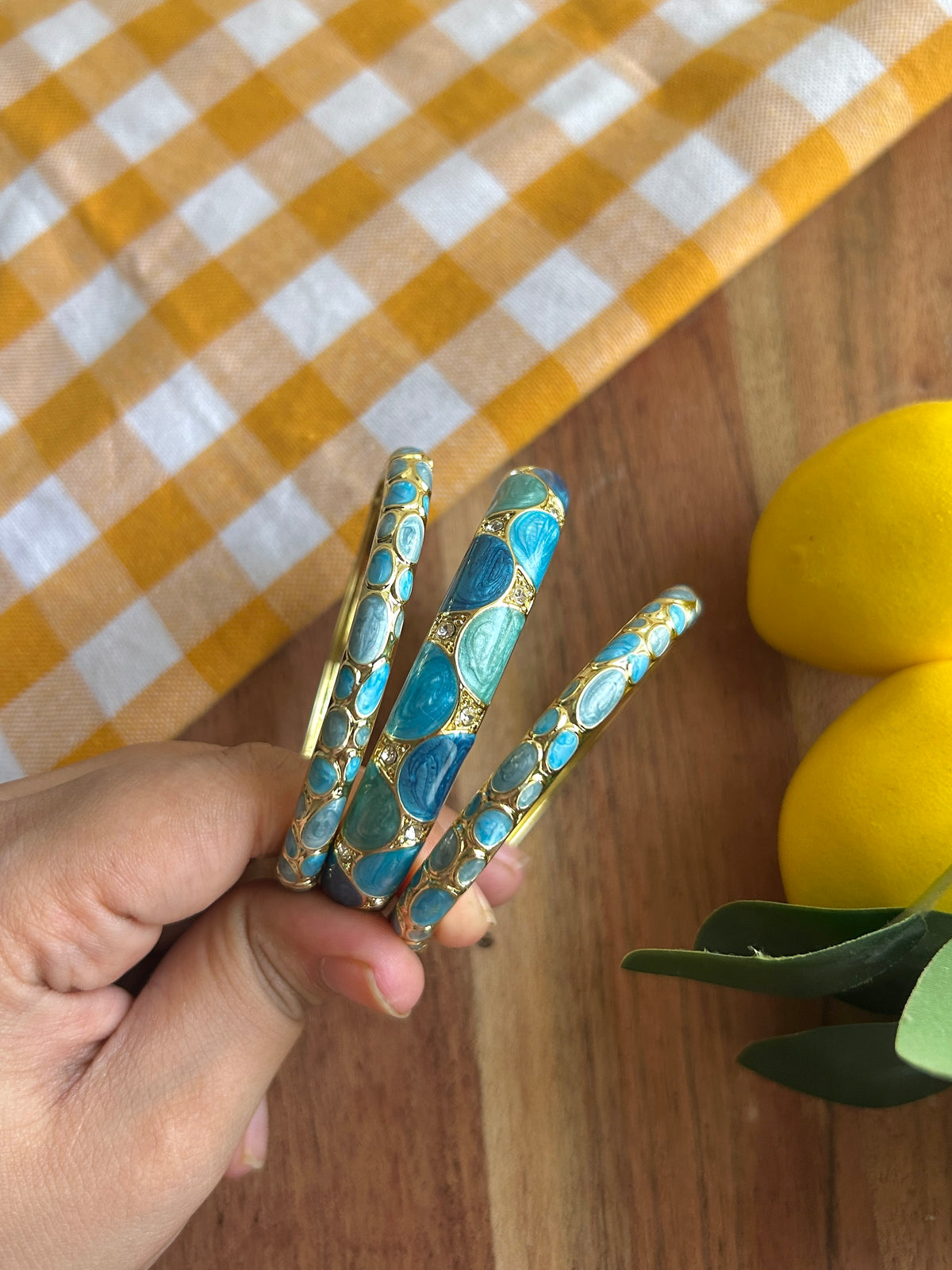 Blue Vintage Bangle Stack (Pack of 3)