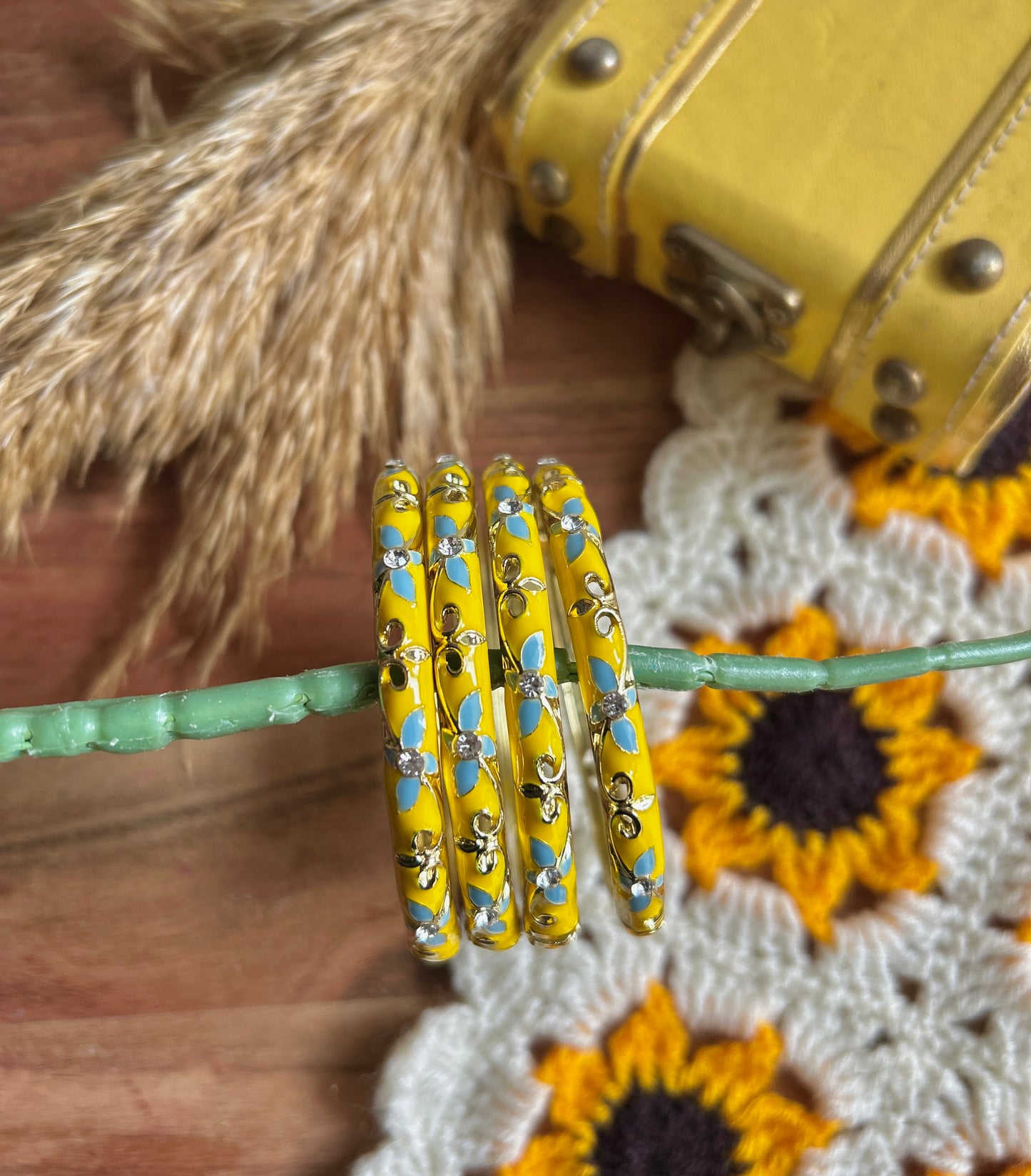 Yellow Flower Vintage Bangle (each bangle)