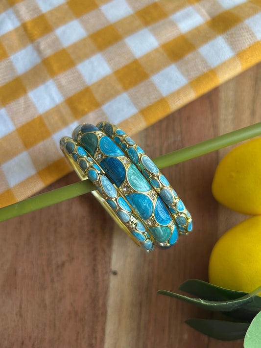 Blue Vintage Bangle Stack (Pack of 3)