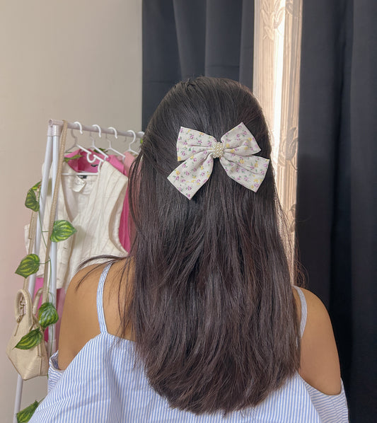 White Coquette Bow Clip
