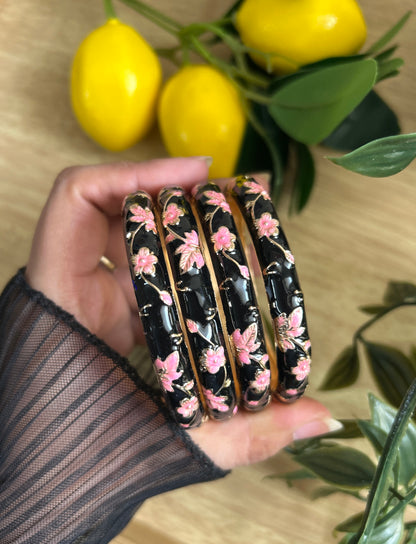 Black Floral Vintage Bangle (Each bangle)