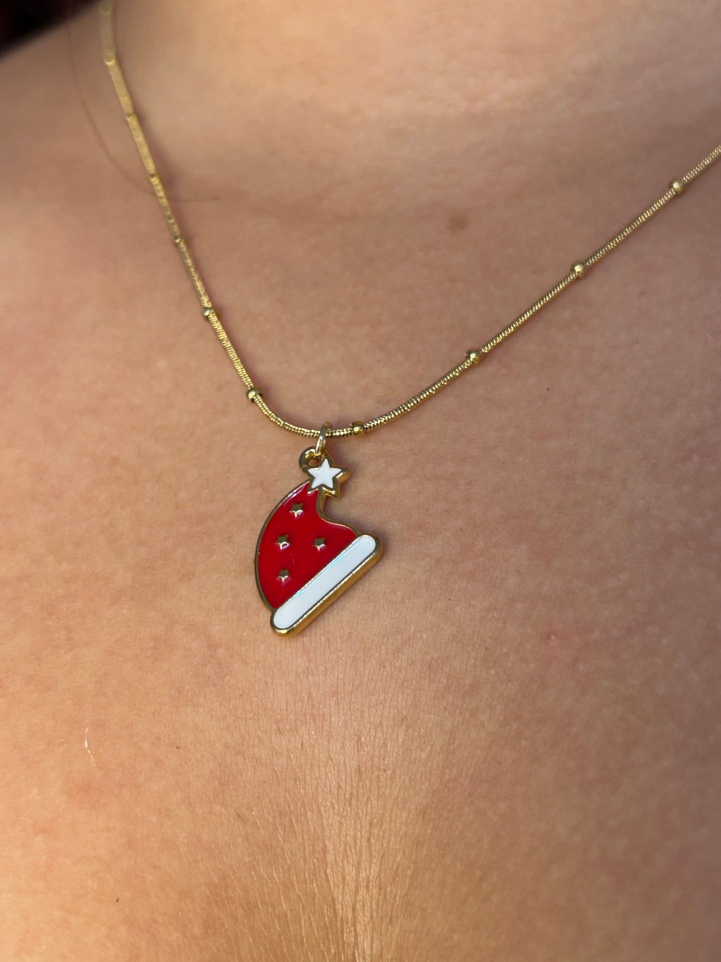 Starry Santa Cap Necklace