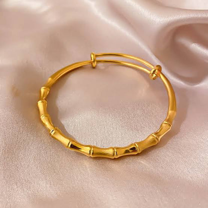 18k Gold Plated Stainless Steel Bamboo Bangles Bracelet