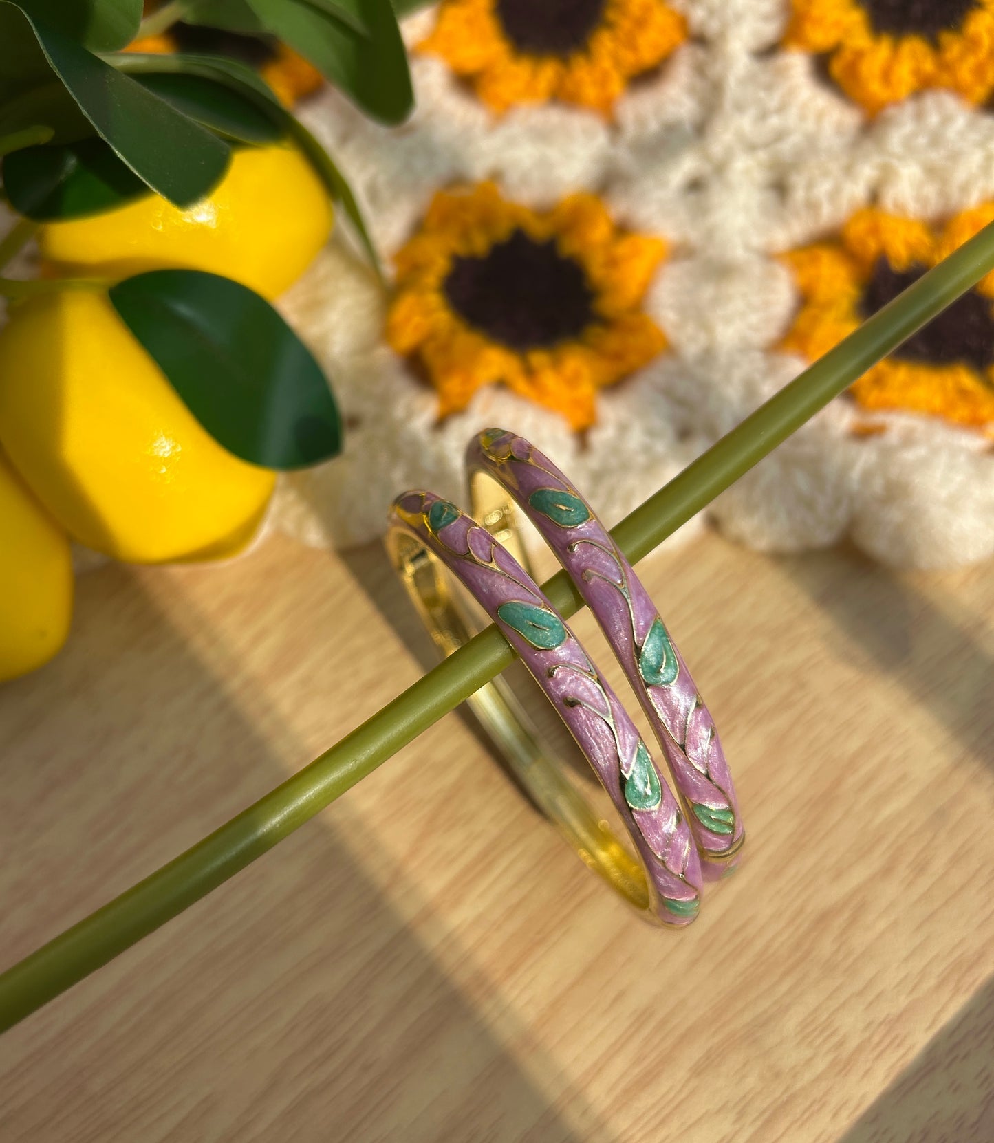 Purple Floral Vintage Bangle (each bangle)