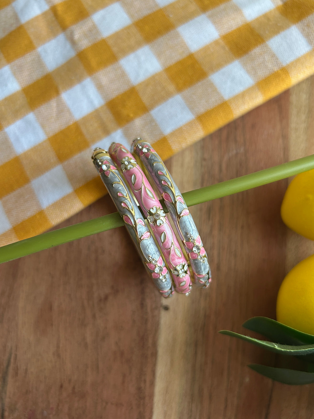 Pastel Floral Bangle Stack (Pack of 3)