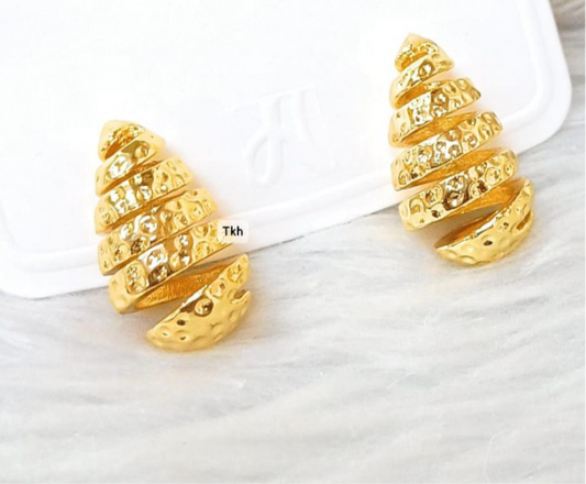 Textured Spiral Tear Drop Earring