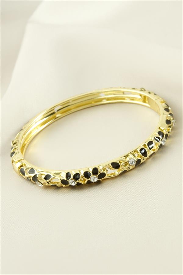 Black Floral Elegance Vintage Bangle