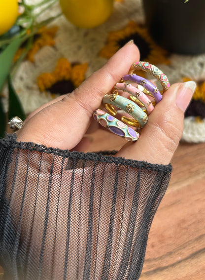 Pastel Enamel Adjustable Ring