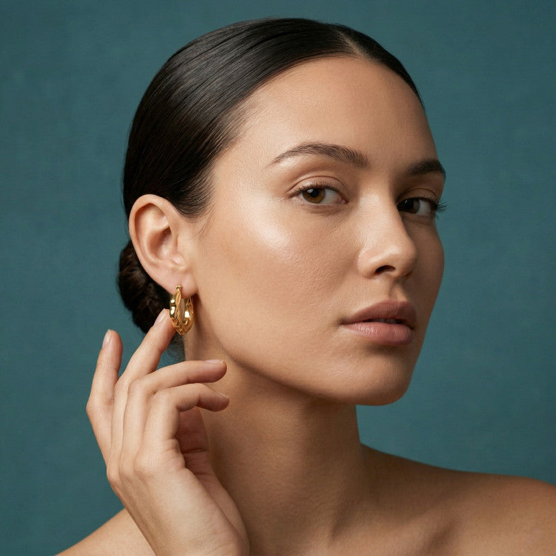 Rhea Twisted U Hoop Earrings