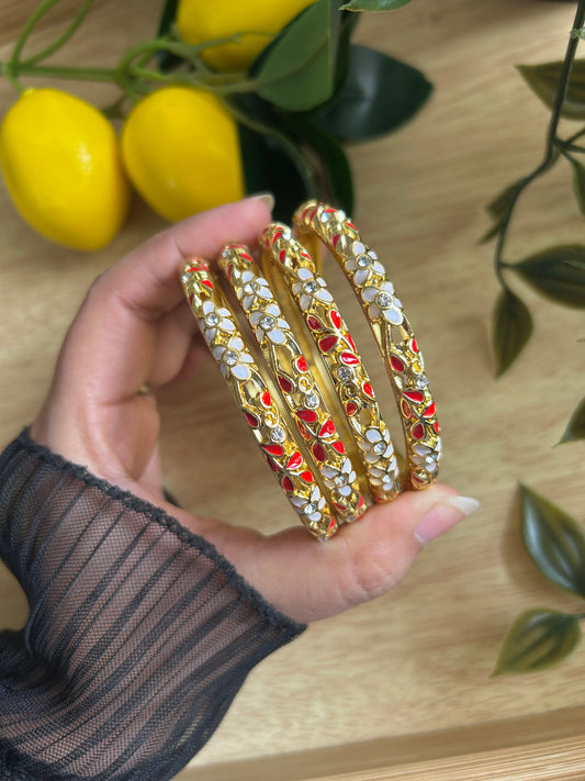 Red & White Floral Bangle (each bangle)