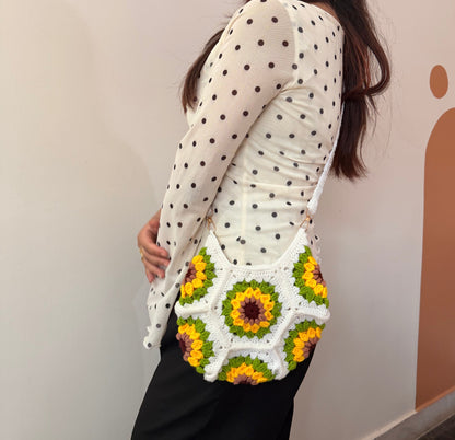Sunflower Bloom Crochet Sling Bag 🌻