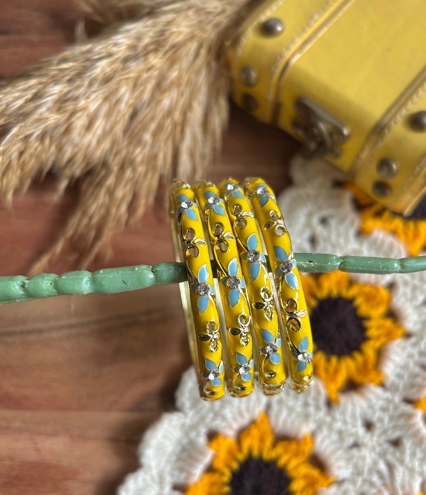 Yellow Flower Vintage Bangle (each bangle)