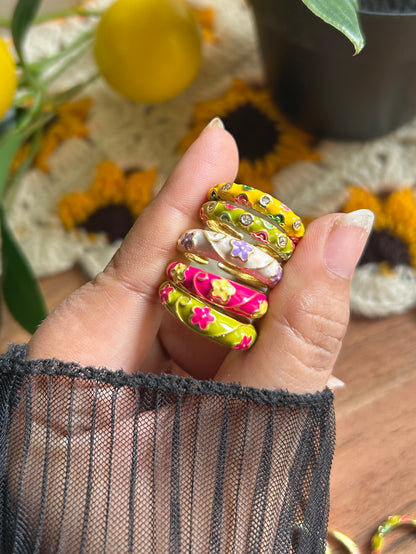 Dainty Enamel Adjustable Ring