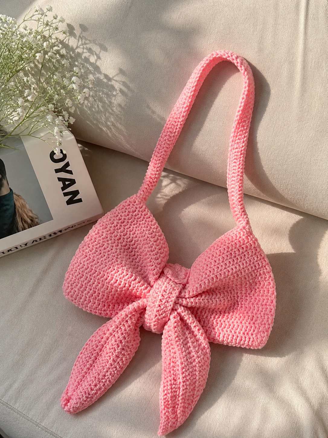 Pink Bow Crochet Bag 🎀