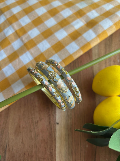 Icy Blue Vintage Bangle Stack (Pack of 3)