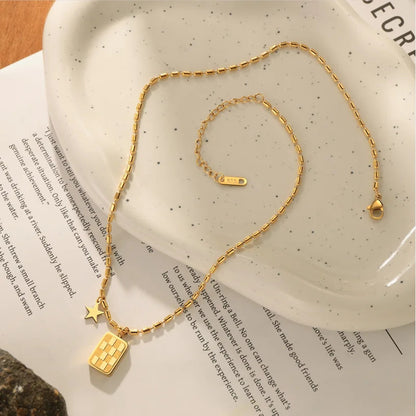 Dainty Square Star Pendant Necklace