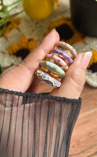 Pastel Enamel Adjustable Ring