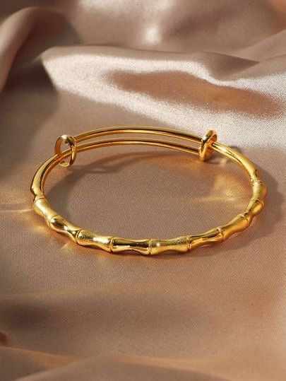 18k Gold Plated Stainless Steel Bamboo Bangles Bracelet