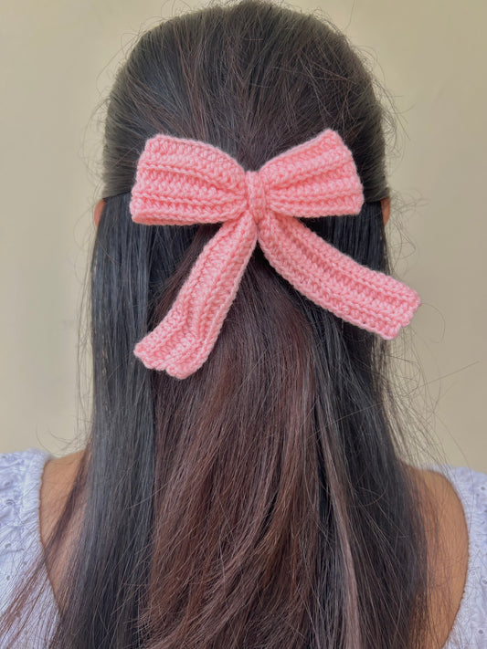 Pink Big Bow Hair Tie