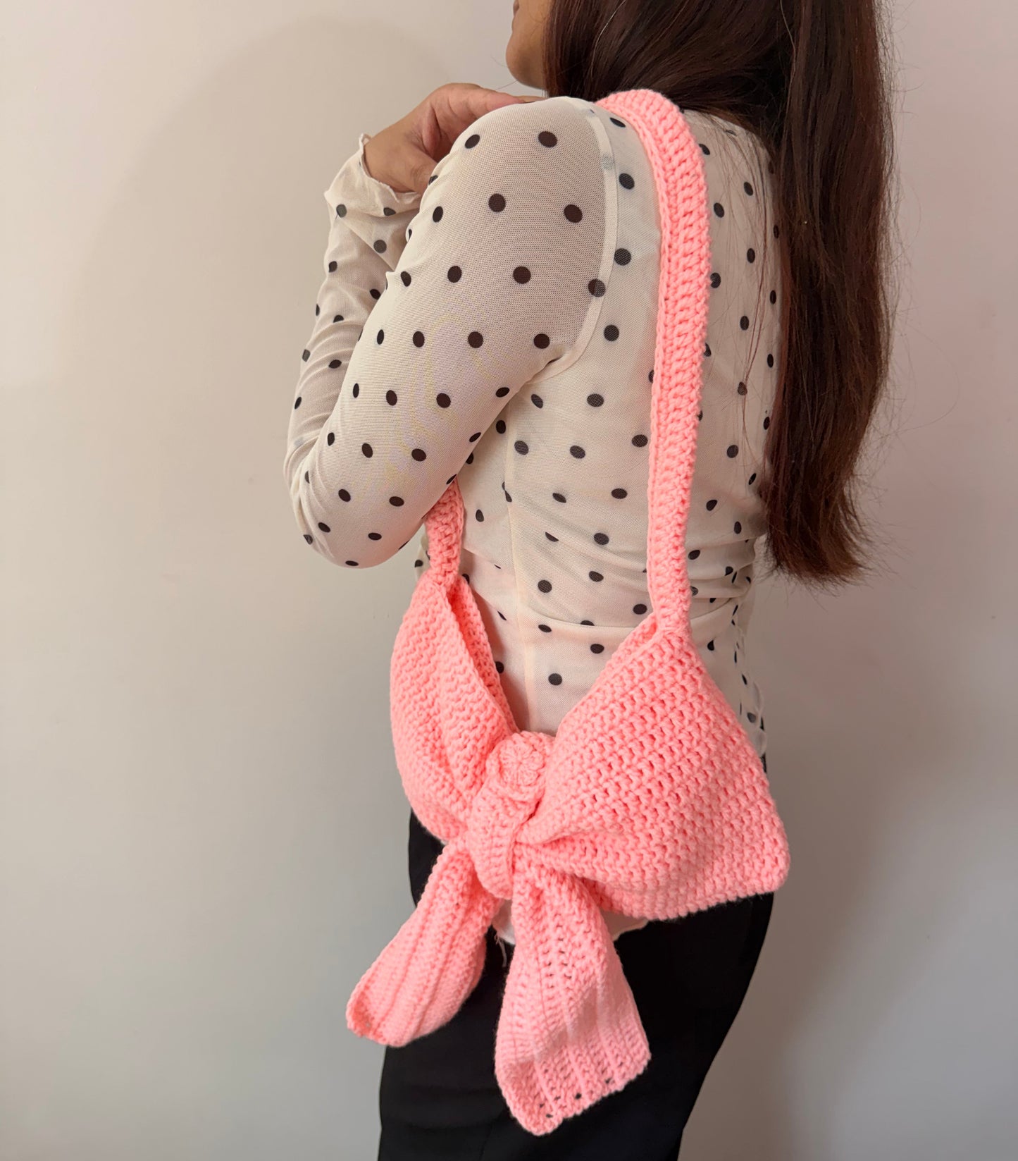 Pink Bow Crochet Bag 🎀