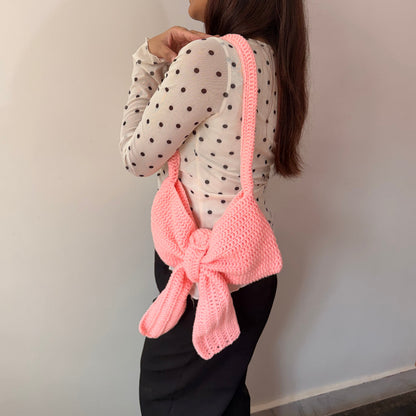 Pink Bow Crochet Bag 🎀