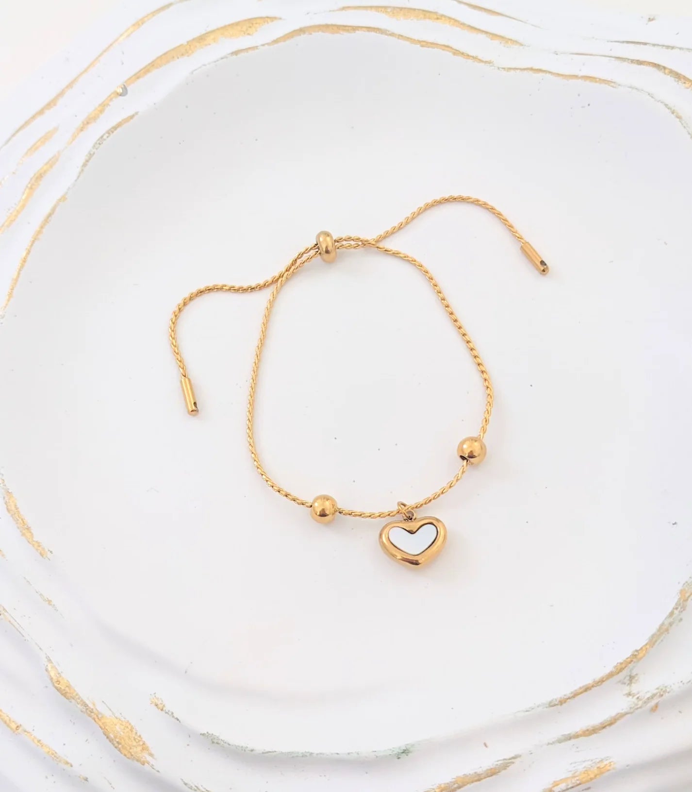 Gold-Plated Heart Charm Bracelet